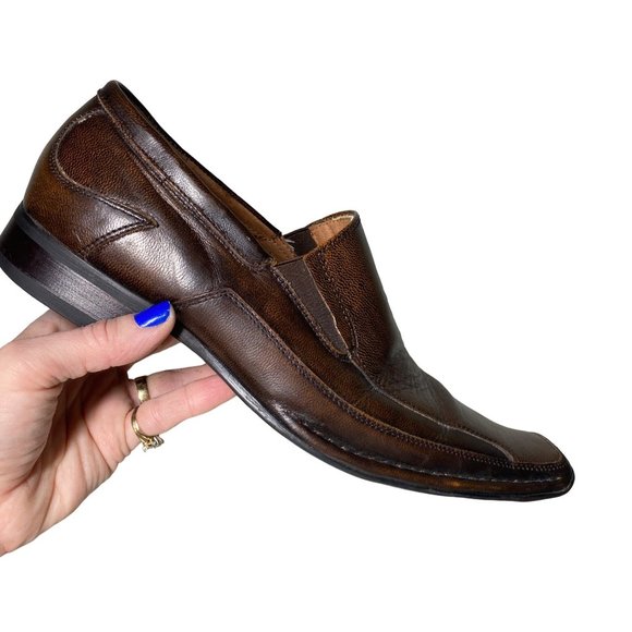 Vintage Giorgio Brutini brown embossed leather square toes luxury designer men 8 - Picture 3 of 13